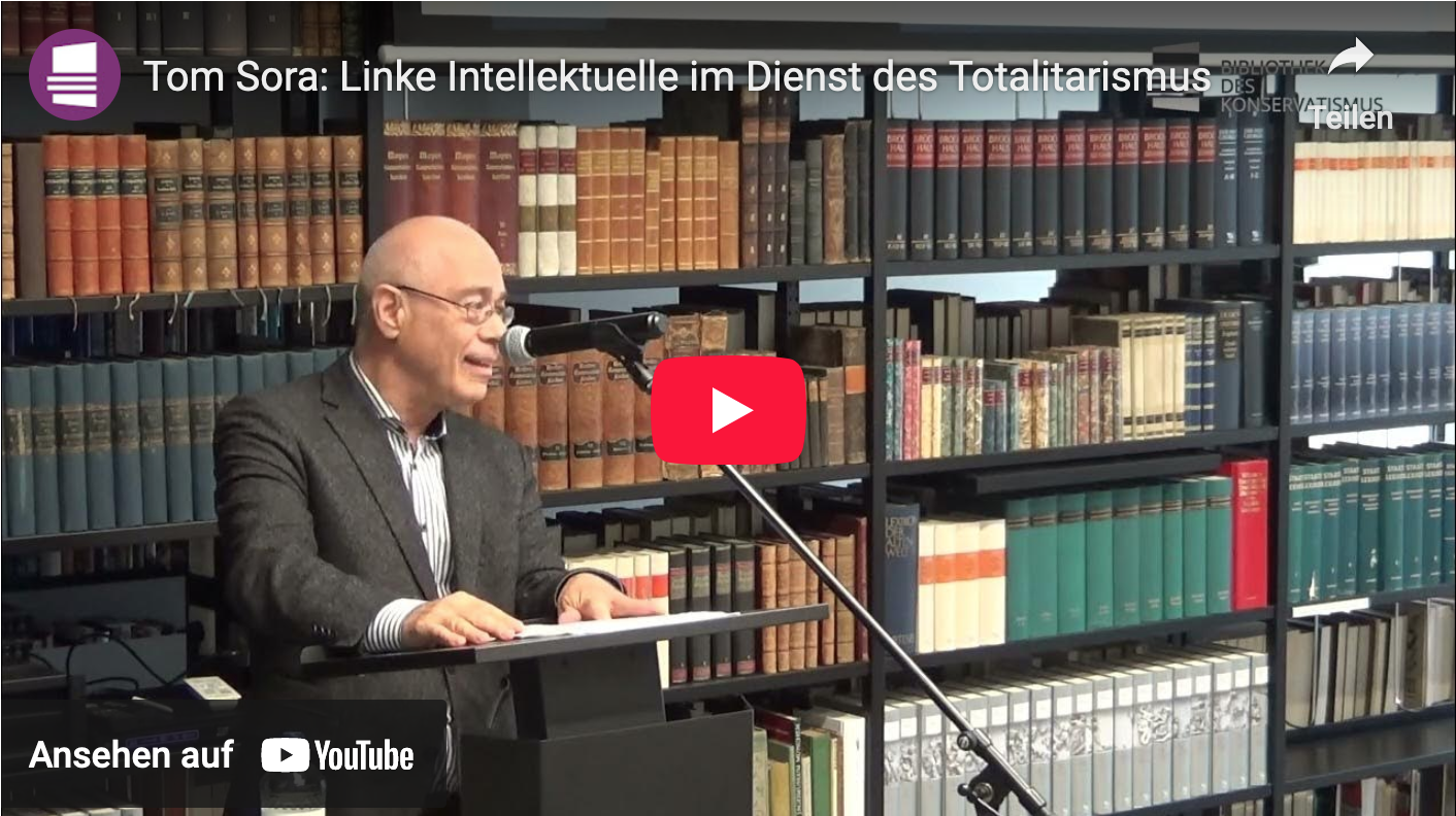 Screenshot aus dem Video des Vortrags von Tom Sora in der Bibliothek des Konservatismus