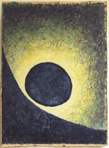 Schwarze Sonne 2 (Holzrahmen, Ölfarbe) von T. Sora
