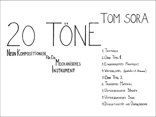 Tom Sora: 20 Töne, Titelseite (Handschrift)